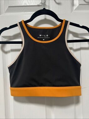 WILO The Label Crop Tank Top Black Orange Colorblock Size M